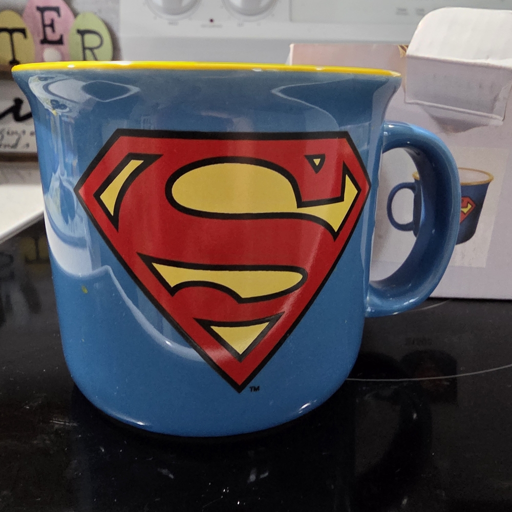 Superman Blue Ceramic Mug with Yellow Rim - Licensed DC Design
